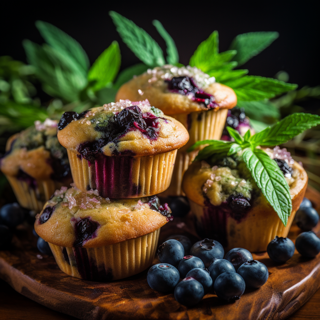 Proteinové konopné muffiny s borůvkami